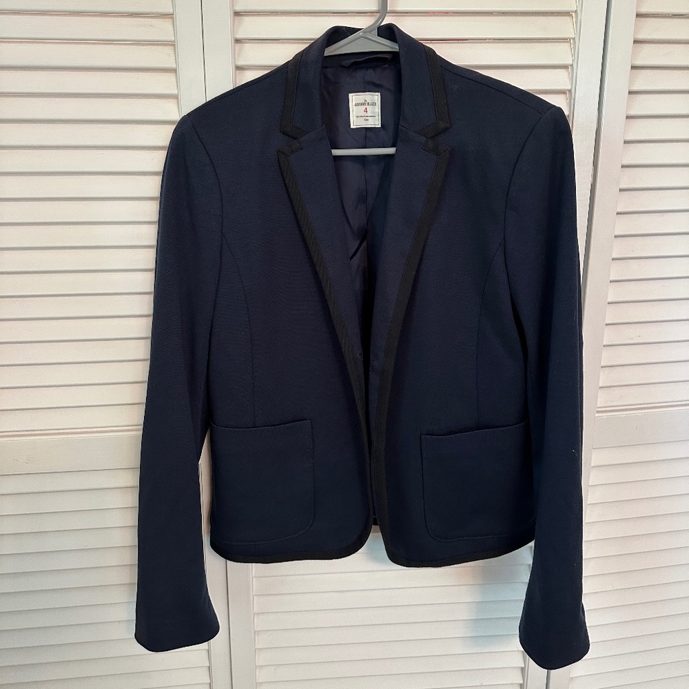 Gap Blazer, The Academy Blazer, Navy with black piping,